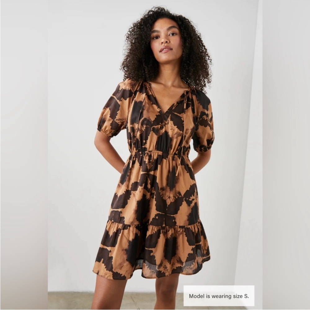 Rails Amabella Dress‎ Tigers Eye Size Small Brown Black Mini Dress V Neck Flowy